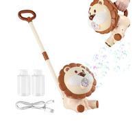 Macchina automatica di pompe per bambini, a forma di leone e azionamento automatico per la spiaggia, giocattoli schiacciabili ricaricabili che lanciano le bolle, per compleanno all'aria aperta