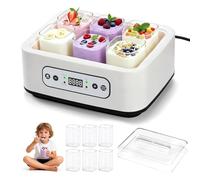 Macchina automatica digitale per yogurt, yogurt, con 6 bicchieri, temperatura regolabile e timer, yogurt, fai da te, per yogurt, formaggio, natto, vino di riso, 1,5 l