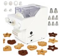 Macchina automatica per biscotti da 180 W, strumento fai-da-te per la pasticceria con 8 ugelli sostituibili e 6 stampi per biscotti di vario tipo, per la casa, i laboratori di pasticceria