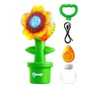 Macchina automatica per bolle - Macchina automatica per bolle d'aria, ricaricabile tramite USB, telecomando a forma di girasole con luci, per casa, giardino, parco, picnic, spiaggia, prateria