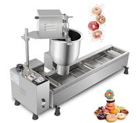 Macchina automatica per ciambelle commerciale, friggitrice per ciambelle da 3000 W, mini ciambella 450-800 pezzi/ora, con 3 stampi, controllo timer, ribaltamento automatico e caduta