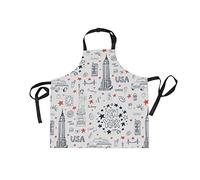Macchina Bianca Usa New York Grembiule Pittura da Cucina Cuoco Donna Grembiuli da Cameriera con Tracolla Regolabile a 2 Tasche per Bar Giardino Donne Uomini