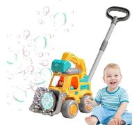 Macchina Bolla Bulldozer Giocattolo - Macchina Schiuma Automatica Da 25 Cm, Soffiatore Di Bolle Luminoso Led, Girello Educativo A Spingere | Apprendimento Interattivo Per L'età Prescolare,