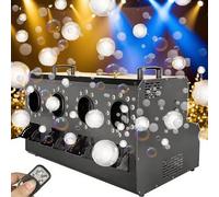 Macchina bolle sapone luci, macchina bolle fumo 3000 W, effetto nebbia, 48 luci a LED 3 W, 4 ugelli, pannello controllo LCD, effetto nebbia per matrimoni 6000 piedi cubi al minuto.