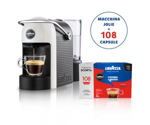 Macchina caffè Capsule Lavazza A Modo Mio Jolie BIANCA NUOVA + 108 Crema e Gusto