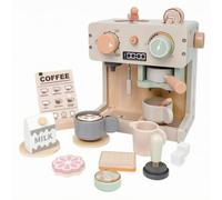 Macchina Caffè in Legno Educativo | Manopole e Pulsanti Girevoli, Resistente, Macchina da Caffè con contenitore per latte per il Latte, Cameretta, Asilo, Bambine