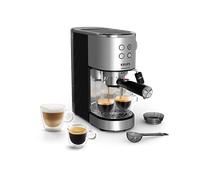 MACCHINA CAFFÈ MANUALE KRUPS Virtuoso+, 1 l, Compatibile con Caffè macinato, Cialde ESE, Pressione pompa 15 bar, Potenza 1350 W, Serbatoio acqua 1 l, Disattivazione automatica, Argento, Nero