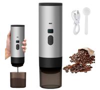 Macchina Caffe Portatile, 3 In 1 Caffettiere Expresso, 12V Ricarica USB Caffettiera Portatile da Viaggio, Compatibile con Piccole Capsule, Grandi Capsule, Caffe Macinato, Per Ufficio, Auto (Grigio)