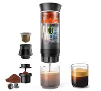 Macchina Caffe Portatile 3 In 1 Macchina Caffe, 5 Minuti Di Auto-Riscaldamento, Caffettiera Elettrica Compatibile con Piccole Capsule, Grandi Capsule, Caffe Macinato, Per Ufficio, Auto