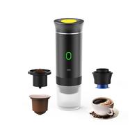 Macchina Caffè Portatile Compatta 12V 7500mAh,3 in 1, Espresso Cremoso con Batteria Ricaricabile, per Capsule e Polvere, Perfetta per Auto, Ufficio, Outdoor 60 ml (Nero)