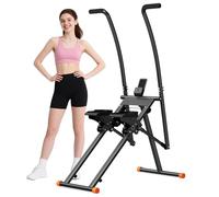 Macchina da arrampicata Stair Stepper per la casa, per crosstrainer-scale pieghevole con monitor LCD, manubrio, pedali regolabili, supporto per telefono, per uso domestico, ufficio, cardio (nero)