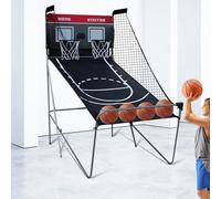 Macchina da basket, pieghevole, dual shot, supporto elettrico con 3 palloni da basket, pompa e contatore, 8 in 1, gioco da basket per interni ed esterni, 110 x 205 x 210 cm