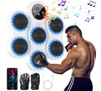 Macchina da Boxe Musicale, 2025 Nuovo Music Boxing Machine da Parete con Guanti, Modalità Bluetooth, 9 Modalità Velocità, Modalità Conteggio, Tira Pugni Boxe Elettronico per Adulti e Bambini (Bianco)