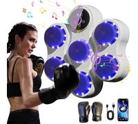 Macchina da boxe Musicale, 9 modalità di velocità, Music Boxing Machine con guantoni da boxe, conteggio intelligente e LED Bluetooth - boxe musicale da parete Allenamento per Casa per Adulti e Bambini