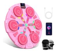 Macchina da Boxe Musicale, Nuovo Music Boxing Machine a Parete con Guanti, Connessione Bluetooth, Luci LED, Regolazione a 5 Velocità, Molteplici Modalità di Allenamento, Conteggio Automatico (B)