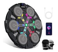 Macchina da Boxe Musicale, Nuovo Music Boxing Machine a Parete con Guanti, Connessione Bluetooth, Luci LED, Regolazione a 5 Velocità, Molteplici Modalità di Allenamento, Conteggio Automatico (A)