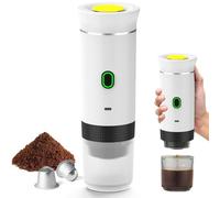 Macchina da caffè 3 in 1, 4-6 minuti di auto-riscaldamento, per espresso, piccole capsule, grandi capsule, caffè macinato, portatile per ufficio, casa, auto, colore: bianco