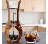 Macchina da caffè Cold Brew, doppia valvola e tecnologia a goccia lenta, capacità 600 ml, torre antigoccia con supporto in legno per casa, ufficio, bar