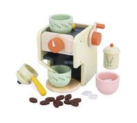 Janod Macchina da caffè Barista Bambini-con macinacaffè manuale-20 Accessori in Legno e Feltro Inclusi-Giocattolo d'imitazione-Sviluppa l'immaginazione-da 3 anni-J06644, J06644