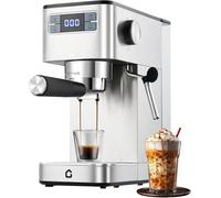 Macchina da caffè espresso 20 bar in acciaio inox con montalate,Macchina da caffè espresso semi-automatica 1450w con schermo a LED,Serbatoio rimovibile,temperatura e volume della tazza regolabili,per