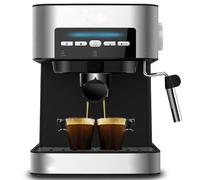 Macchina da Caffè Espresso, 850 W, 20 bar, 1,5 l, braccio a doppia uscita, vaporiera, piano scaldatazze, comandi digitali, finiture in acciaio inossidabile [Energy Class A+]