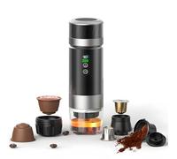 Macchina da Caffè Espresso Elettrica Portatile, Caffettiera da Viaggio 20 Bar per il Campeggio, Auto-Riscaldante, 3 in 1 Compatibile con caffe Macinato e Capsule NS, Serbatoio Dell'acqua da 80 ml