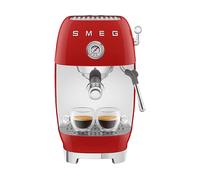 MACCHINA DA CAFFÈ ESPRESSO MANUALE SMEG ECF03, Compatibile con Caffè macinato, Pressione pompa 15 bar, Potenza 1650 W, Serbatoio acqua 1,4 l, Disattivazione automatica, Rosso, Argento