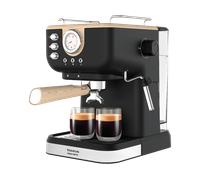 MACCHINA DA CAFFÈ ESPRESSO MANUALE TAURUS Moka Onyx CM1050P, Pressione pompa 20 bar, Potenza 1050 W, Serbatoio acqua 1,5 l, Disattivazione automatica, nero, argento, legno chiaro