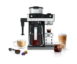 Macchina da caffè Ninja Prestige DualBrew 2 in 1 CFN802EU Nero & Inox, caffè filtro e capsule compatibili Original, montalatte pieghevole - Nouvo