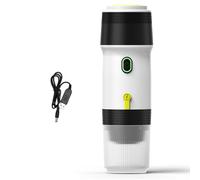 Macchina da caffè Portatile, Macchina da caffè Elettrica Senza Fili con Ricarica USB, Funziona con Capsule e Macinato, Tazza da 120 Ml Inclusa, Ideale per Auto, Casa, Ufficio e Viaggi (WHITE)
