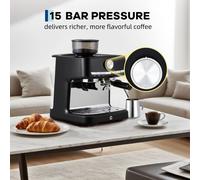 Macchina da Caffè Semi-Automatica 15 Bar con Macinacaffè a 30 Livelli, Serbatoio Rimovibile da 1,5L, Macchina Professionale per Casa, Caffetteria e Barista