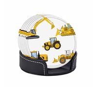 Macchina da costruzione Sotto chieri per bevande con supporto 6 pezzi Attrezzatura da costruzione Escavatore Caricatore di camion Sabbia Sotto chieri assorbenti in pelle PU Regalo di inaugurazione