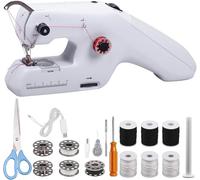 Macchina da Cucire a Mano, Mini Macchina da Cucire Elettrica Portatile, a Doppio Filo, Dotata di Ago e Filo, Facile da Applicare, Applicabile su Vestiti, Tende, Bianco