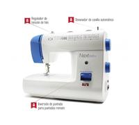 Macchina da cucire Alfa, 34 punti, asola automatica, braccio libero, piedino in metallo, luce LED