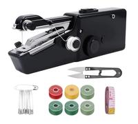 Macchina da cucire, macchina da cucire portatile, mini macchina elettrica per cucire nera, con accessori da cucito, per principianti, facile da usare per pelle, tessuti, vestiti e tessuti per la casa