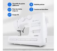 Macchina per cucire a braccio libero MEDION SM60 (60 watt, 60 punti diversi con asole, luce di cucitura a LED, infilatore automatico, pulsante di inversione, tagliafilo, MD10689) bianco