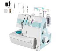 Macchina da cucire overlock per impieghi gravosi, tagliacuci a punto di copertura con capacità di 2-3-4 punti, luce LED, distanza ago regolabile da 1 a 4 mm, supporto retrattile