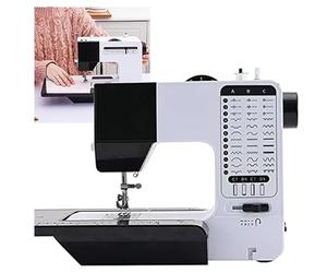Macchina da cucire per principianti con 38 punti, filettatura automatica e luce LED, cucitrice da tavolo portatile per la trazione, riparazione del tessuto, funzione di inverso facile, strumento artig