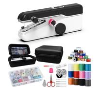 Macchina da cucire portatile per principianti e riparazioni rapide, mini macchina da cucire a 2 velocità | Doppia alimentazione (batteria/USB-C)/Kit di fili a 26 colori e scatola portaoggetti |