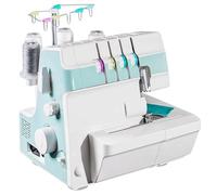 Macchina da cucire Serger resistente, Overlocker a 3 aghi con calibro regolabile per denim, design compatto, facile filettatura e alimentazione anti-stotter, ideale per principianti e professionisti