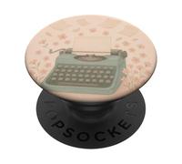 Macchina da scrivere con pagine volanti e fiori scrittura vintage PopSockets PopGrip Adesivo