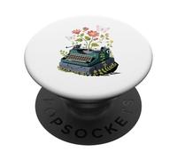 Macchina da Scrivere Fiori Farfalle Scrittura Poetica PopSockets PopGrip Adesivo