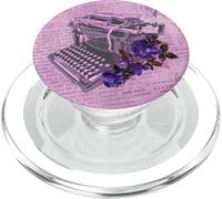 Macchina da scrivere manuale vintage Art Floral giornale dattilografo viola PopSockets PopGrip per MagSafe