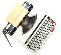 Macchina da scrivere meccanica portatile, elaboratore di testi classico retrò per appunti, lettere e scrittura creativa, scrittore in stile vintage, beige