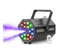 Macchina del fumo, 18 LED RGB con telecomando, LED luminosi, gradiente di colore, salto, impulso, strobo, per feste, Natale, Halloween, DJ, palchi e spazi aperti