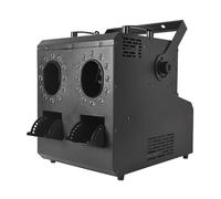 Macchina del fumo a bolle a doppio foro, macchina per bolle di fumo 3 in 1 con 24 luci LED, modalità manuale e telecomando, generatore di fumo a bolle da 2000 W, per DJ, festival, matrimoni