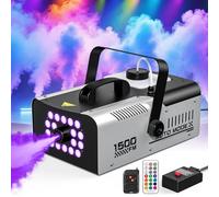 Macchina del fumo da 1500 W, con 18 luci, 13 colori, 20000 CFM, con 2 telecomandi, perfetta per feste in interni ed esterni, Halloween, effetto palcoscenico di nozze