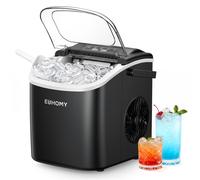 EUHOMY Macchina del Ghiaccio 12kg/24h, Autopulente Macchina per il Ghiaccio Casa, 9 Cubetti in 6 Minuti, 2 Dimensioni di Ghiaccio, Silenzioso, Ice Maker con Maniglia/Paletta/Cestello, Nero