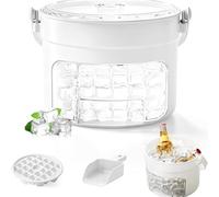 Macchina del Ghiaccio a Cubetti 25/50 con Coperchio e Manico Facili da Premere, Vaschetta per Ghiaccio Compatta, Secchiello Portatile a Pressione, Contenitore per Conservazione white Single layer: 25