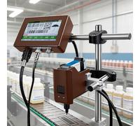 Macchina di codifica a getto d'inchiostro, stampante automatica batch con testina di stampa rotante a 360°, touchscreen da 4,3 pollici per testo, codice a barre, numero di lotto, etichette, stampa di